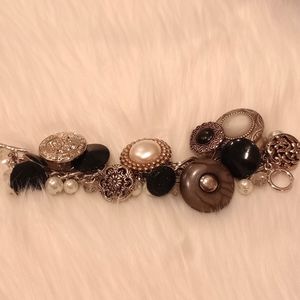Vintage silver and pearl button bracelet